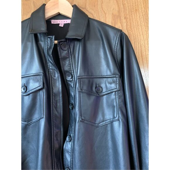 Crave Fame Juniors' Faux-Leather Button-Front Shacket Black Size XS - Picture 6 of 12